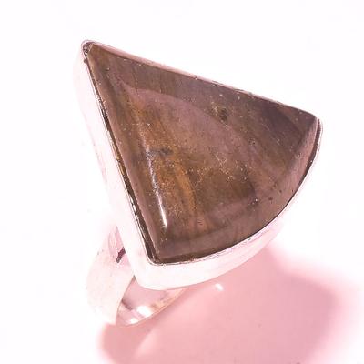 Blauer Feuer Labradorit Edelsteinring Handgefertigt Verlobungsgeschenk Schmuck 8" Z0F68