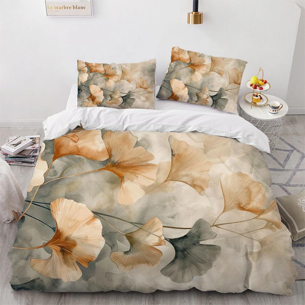 Ginkgo biloba 3D high definition digital printing duvet cover set soft and comfortable bedding