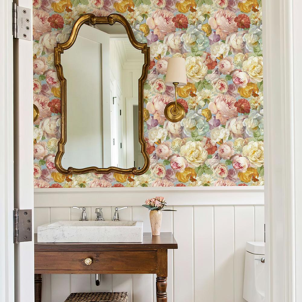 Pink Watercolor Floral Vinyl Wallpaper Chic Peel And Stick Flower Wall Decor Elegant Flower Wallpaper For Living Room Bedroom