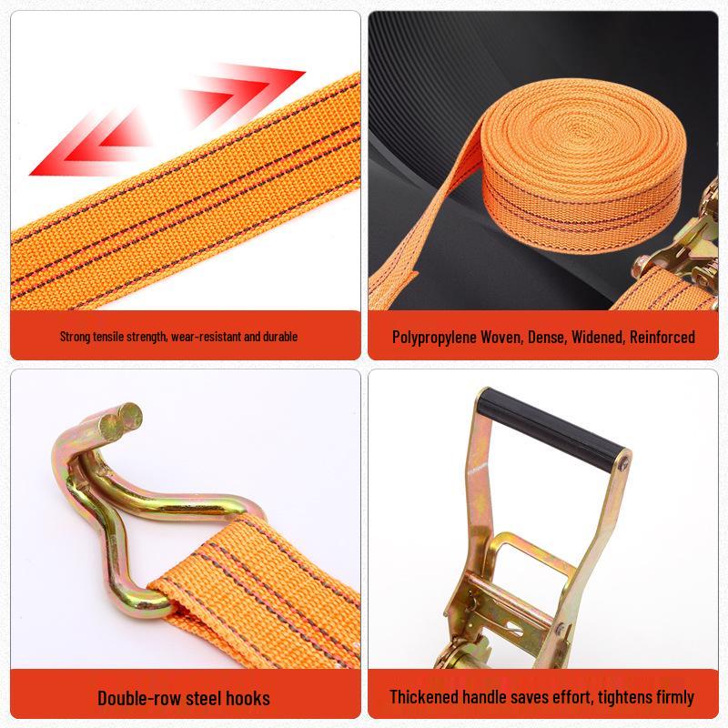5cm Double Hook Ratchet Tie-Down Strap for Cargo Trucks