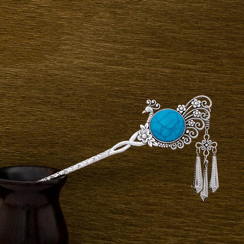 

Новая китайская ретро заколка для волос с кисточкой в виде павлина, этнический стиль мяо, заколка для волос с бабочкой, заколка для волос в древнем стиле для собранных волос, женская