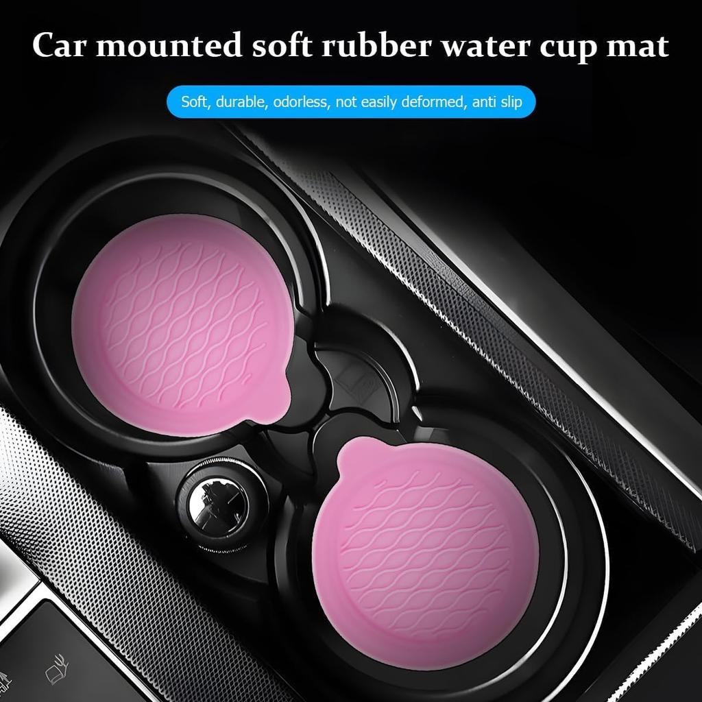 XINLIYA 4PCS Car Cup Holder Coasters, Non-Slip Silicone Vehicle Recessed Water Bottle Mats, Soft Sift-Proof Spill Automotive Interior Cup Pad