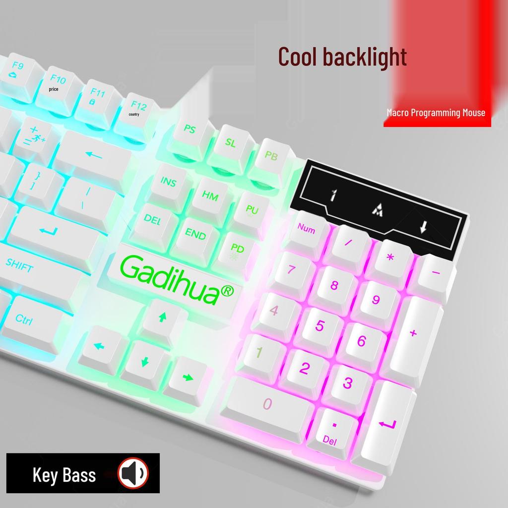 Stummes kabelgebundenes Tastatur- und Mausset mit mechanischem Gefühl für PC/Laptop-Gaming - 3-teiliges Esports-Peripheriegerät.