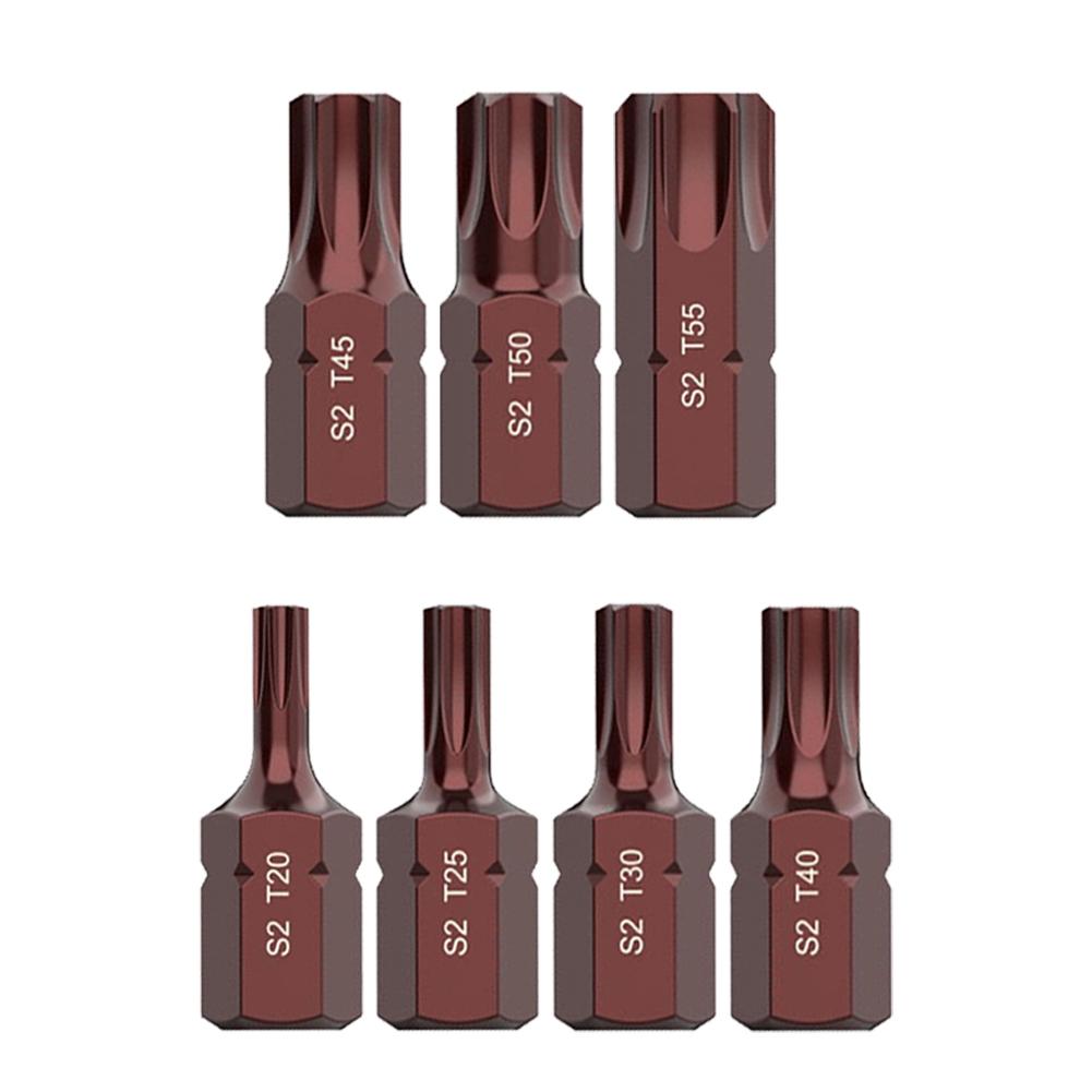 7pcs T20-T25 Screwdriver Bits Bit 10mm Hex Shank High Hardness