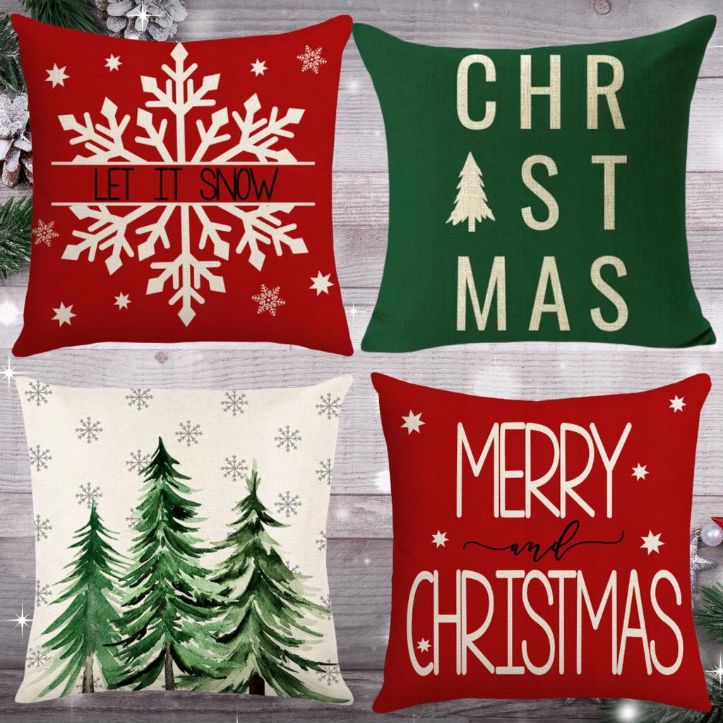 Christmas Pillowcase Set 4 Pcs Decorative 45X45 [P-Z6]