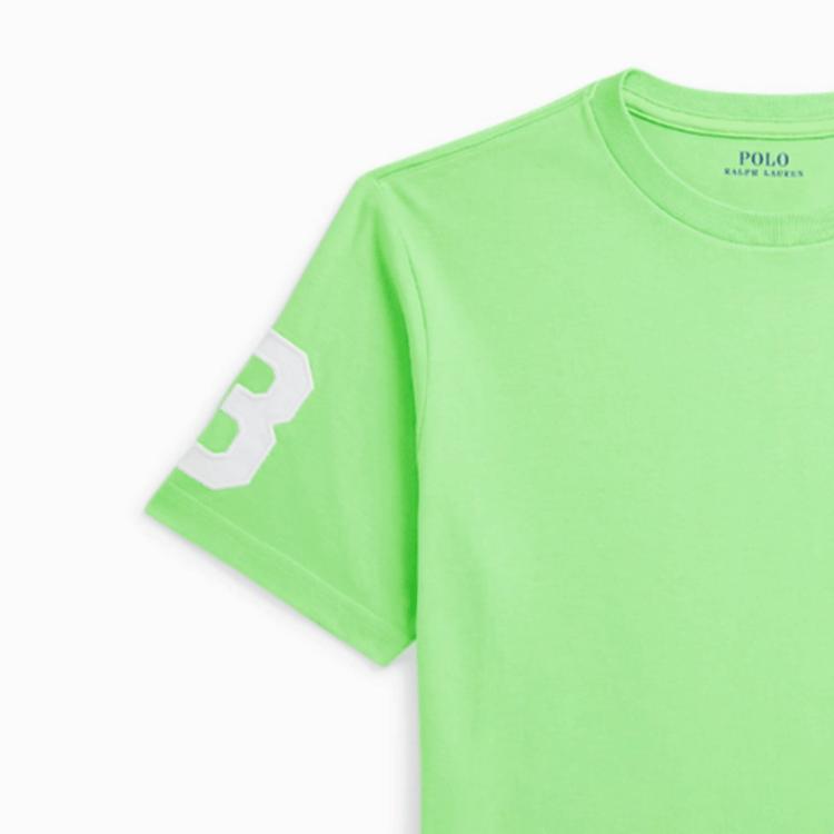 Polo Ralph Lauren Solid Color Embroidered Logo Round Neck T-Shirt Kids Tops Yellow-Green CWPOTSHY8021035-300