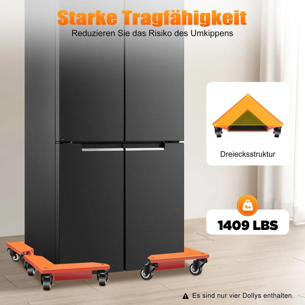 4 Pcs Furniture Rollers Heavy Load, Roller Set Mover Desk Cabinet Corner Dolly, Transport Rollers for Rectangular Objects