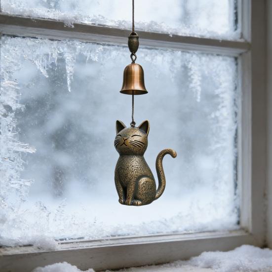Retro Cat Wind Chime Handmade Cute Kitten Wind Chime Vintage Hanging Wind Chime for Garden Patio Porch Indoor Decor Cat Lover Gift Idea
