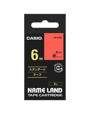 Genuine Label Writer Nameland Tape 6mm Black Letters On Red Background XR-6RD