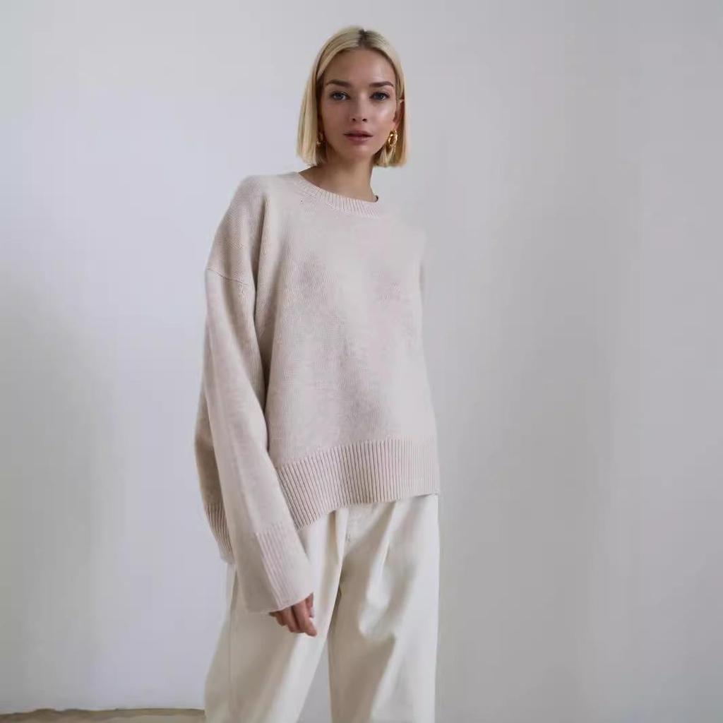 009 Women's Knitted Sweater: European & American Autumn/Winter, Round Neck, Loose Fit, Cross-border, New Arrival