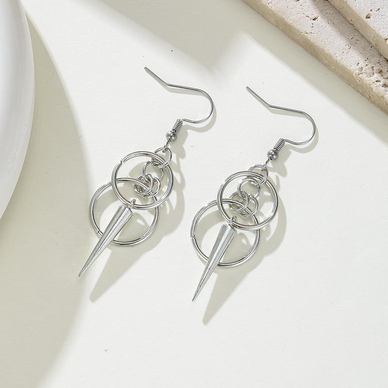 Personalized Punk Style Circle Rivet Pendant Earrings, Suitable for Women s Personalized Creative Holiday Party Zircon Gifts