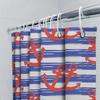 Red Anchors Blue Striped Shower Curtain Waterproof Polyester Bathroom Decor Set