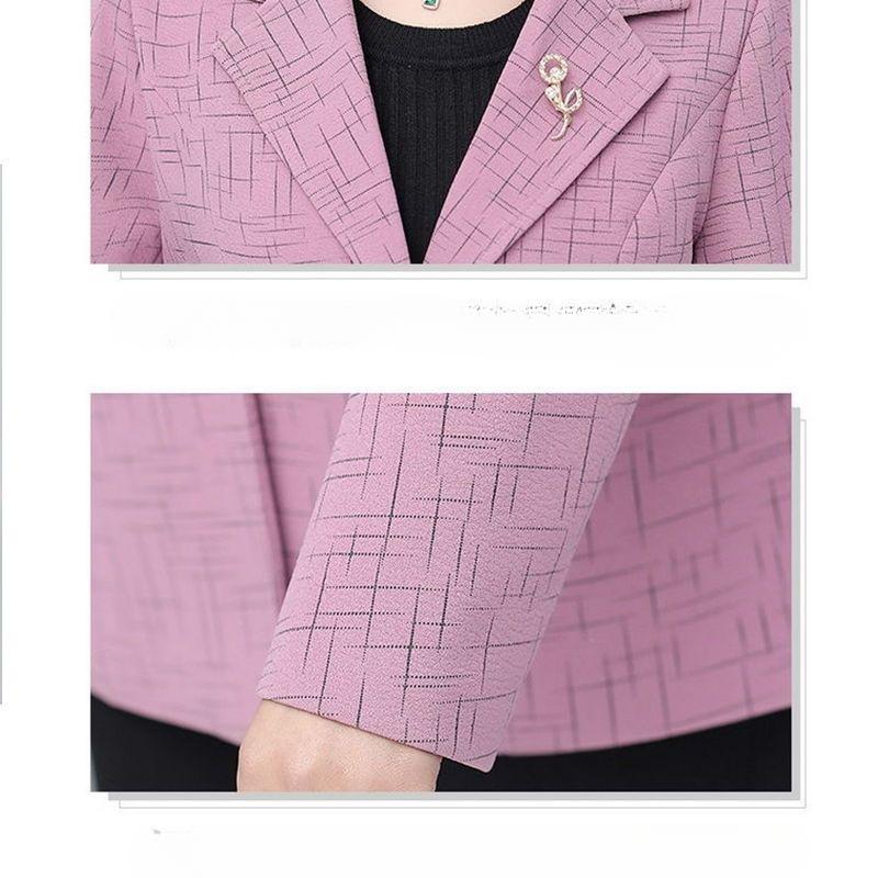 New Women Printed Suit Jacket Spring Autumn Office Outerwear Female Casual Blazer Professional Women's Clothing Light Purple 5XL