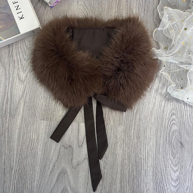 Vielseitiger Fuchspelz-Kragen & Schal-Nackenschutz für Damen (Modell 2026) 52 cm braun