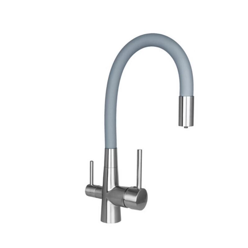 Brushed Stainless Steel 3-in-1 Pull-Out Kitchen Faucet