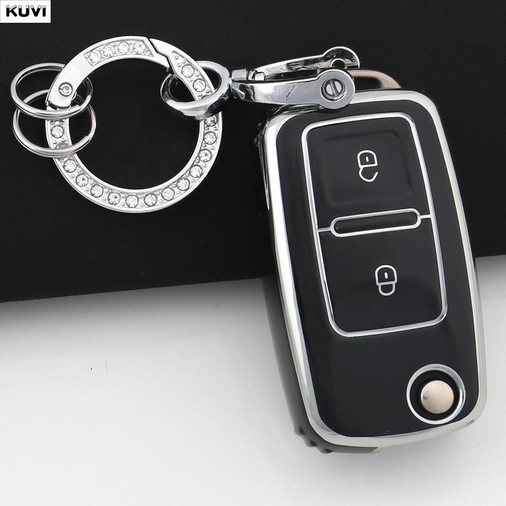 Coque de protection en TPU à 2 boutons pour clé de voiture Pour VW Volkswagen Amarok Polo Golf 4 5 6 MK4 Bora Jetta Altea Alhambra Passat B5 B6 B7