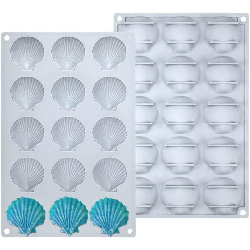 Molde de silicona con forma de concha de mar para hornear chocolate, jabón, velas, fondant, decoración de tartas de cumpleaños
