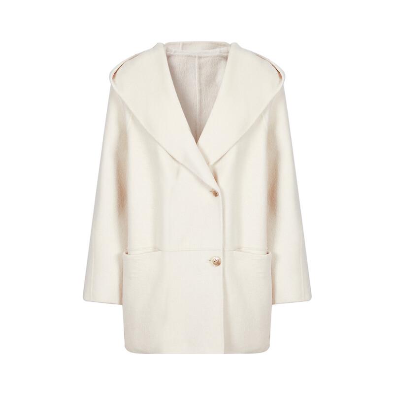 JOZANNE Hooded Wool Blend Double-Faced Casual Coat