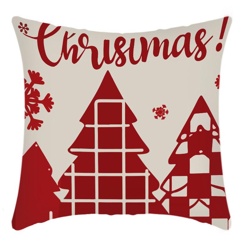 Christmas Pillow Red Christmas Tree Snowflake Home Decoration Pillow Cover