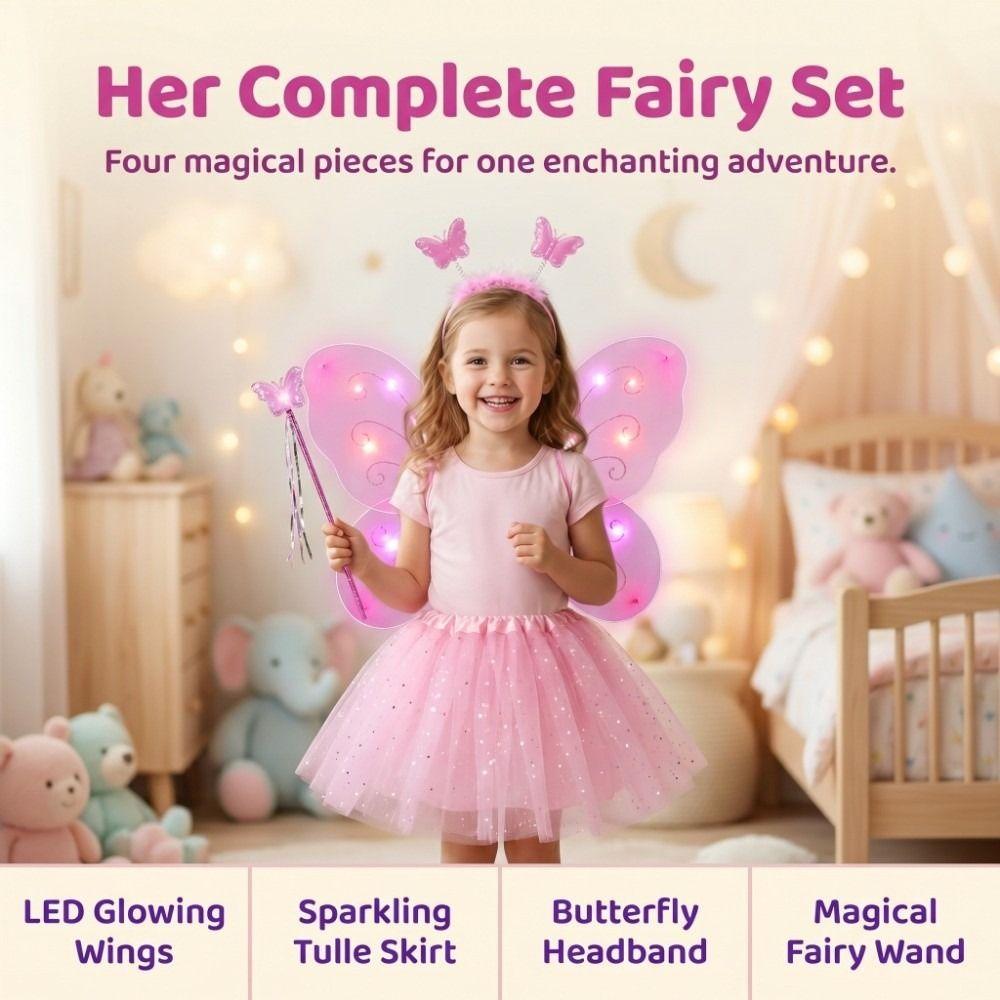 Funny Glowing Butterfly Wings Luminous Princess Dress Costume  Birthday Gift