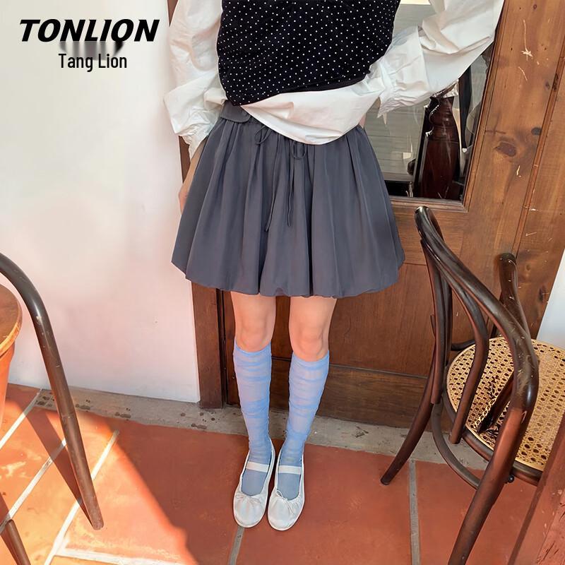 TonLion Women s High-Waist A-Line Mini Skirt with Tie Detail L