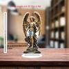 2D Retro Acryl Erzengel Michael Statue - Goldgeflügelter Schutzengel mit Schwert Religiöse Heim-Büro-Weihnachtsdekoration