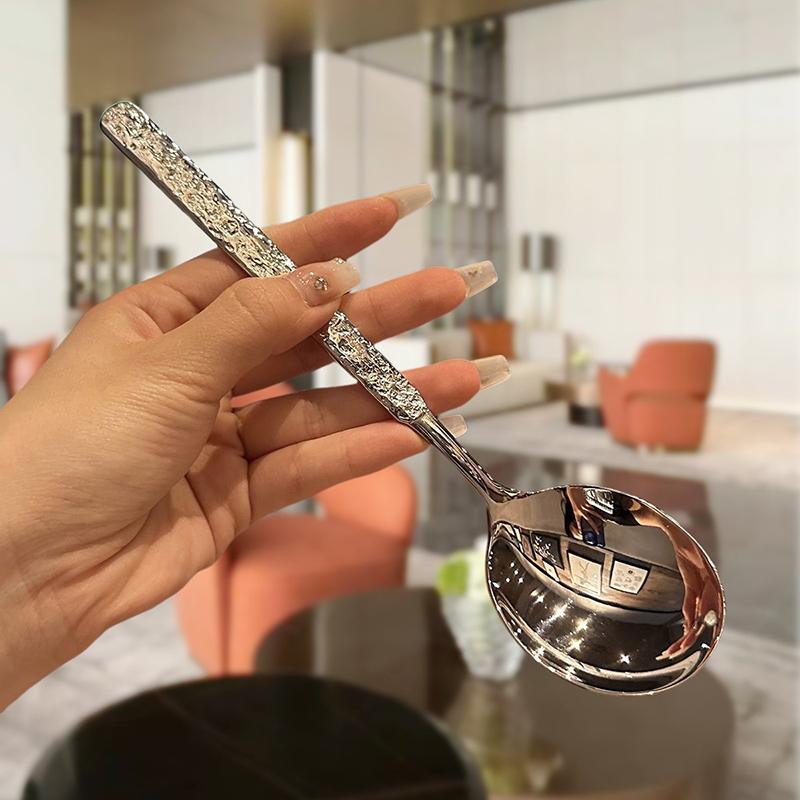 Beautiful Tea Coffee Spoon High-Capacity Stainless Steel Silver Fruit Dessert Cake Fork Christmas Kitchen Cutlery