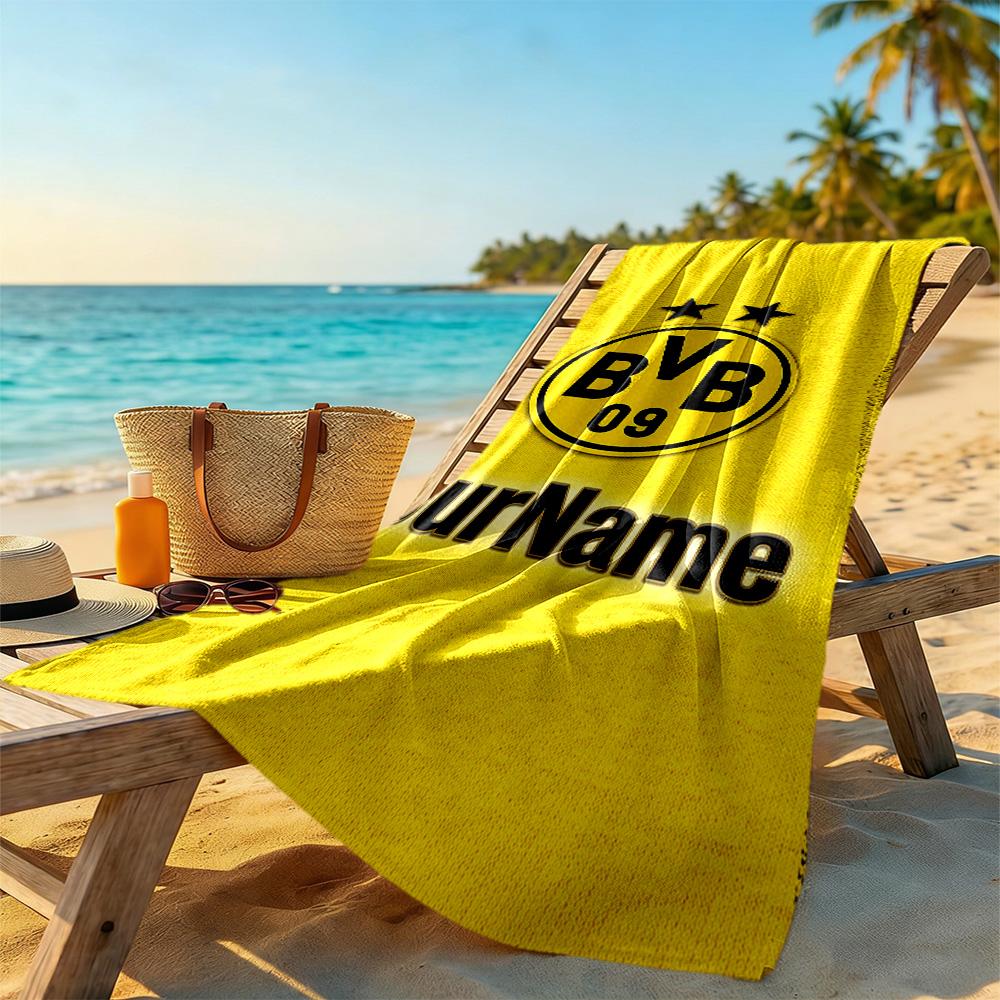 Borussia Dortmund Customizable Name Beach Towel Soft Durable Quick-Dry Suitable for Swimming Gym Camping Yoga Vacation
