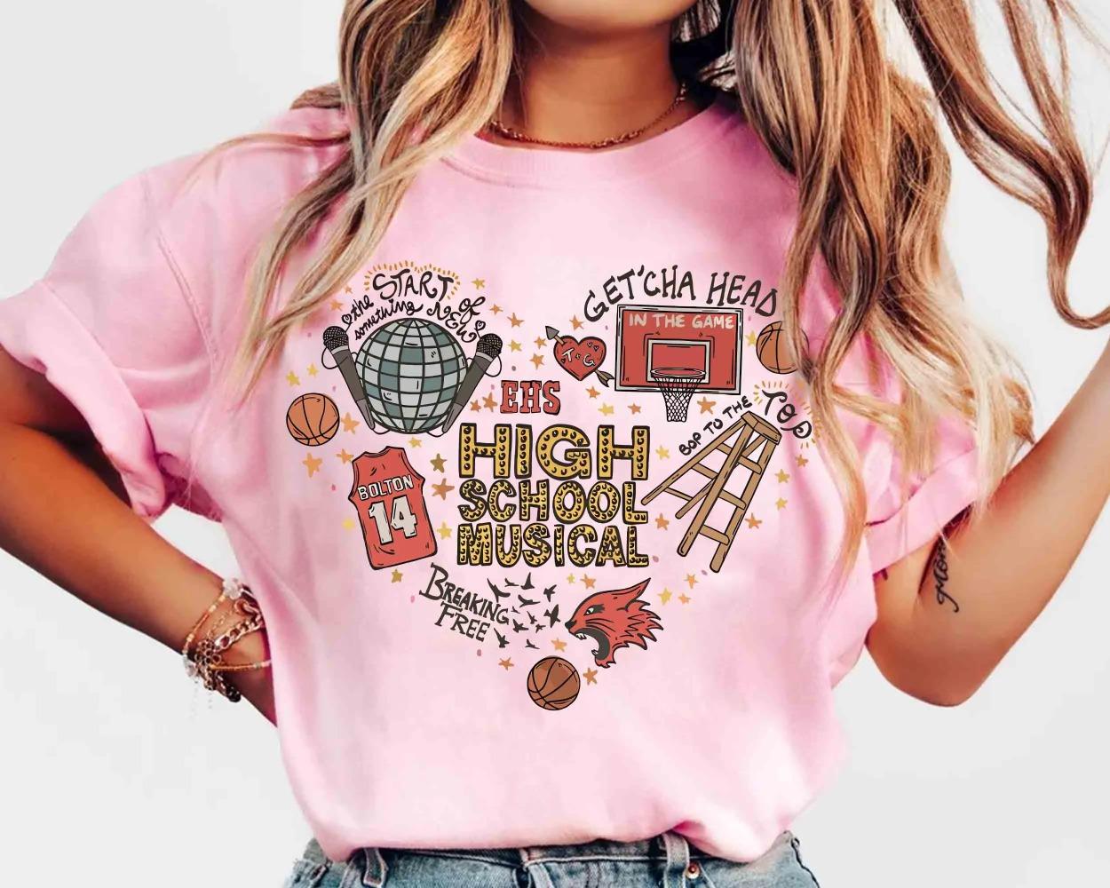 Channel High School Musical Troy Bolton Love Heart Tshirt The Musical The Series East High Tee   Girl Trip S