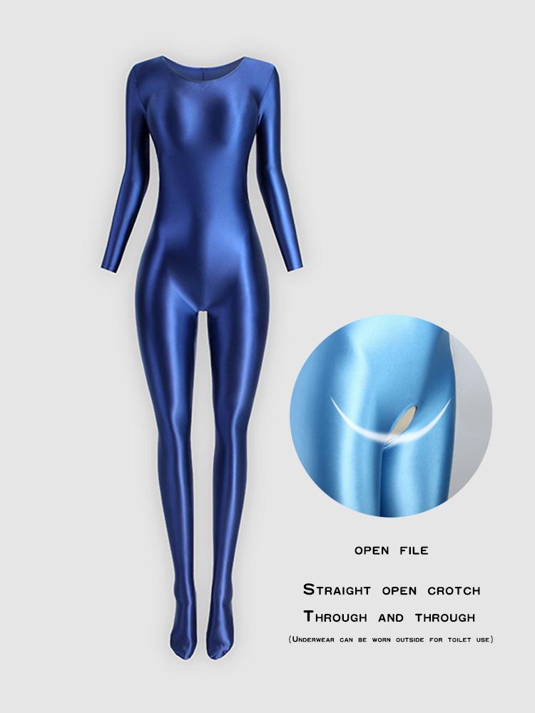 Spīdīgs zīdaini garām piedurknēm body jogai