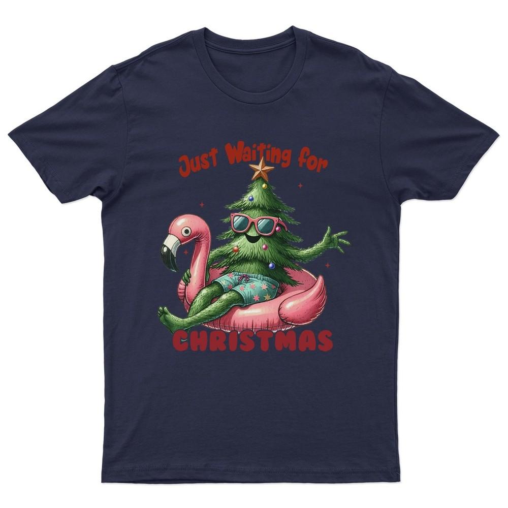 Just Waiting For Christmas TShirt Unisex Retro Seasonal Funny Xmas Santa c