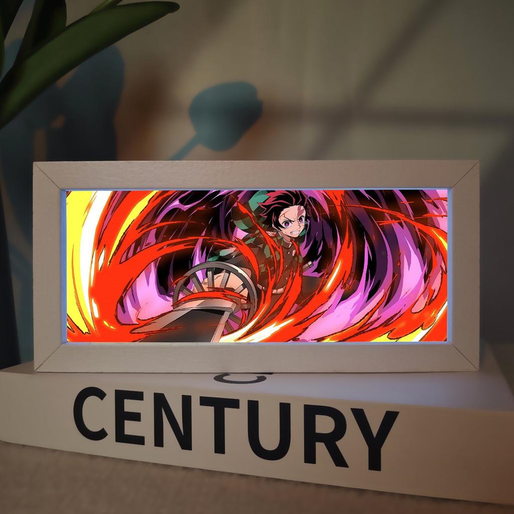 Demon Slayer Picture Frame Night Light Bedside Table Decor Nezuko Anime Peripheral Figures Ornaments Cartoon Lamp Birthday Gifts