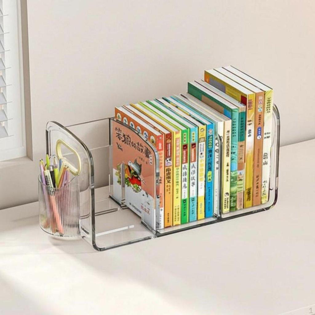 Desktop Display Rack Transparent Design Tiered Book SpaceSaving Organizer for