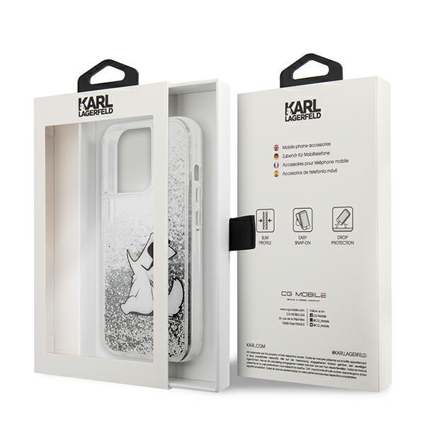Etui Do iPhone 13 Pro Max Karl Lagerfeld Liquid Glitter Srebrne