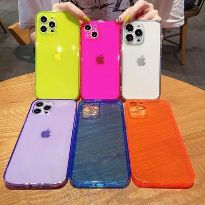 Applicable To IPhone16Promax Mobile Phone Case Apple 15 Fluorescent Transparent TPU Protective Case 12 Full-inclusive Solid Color Model X
