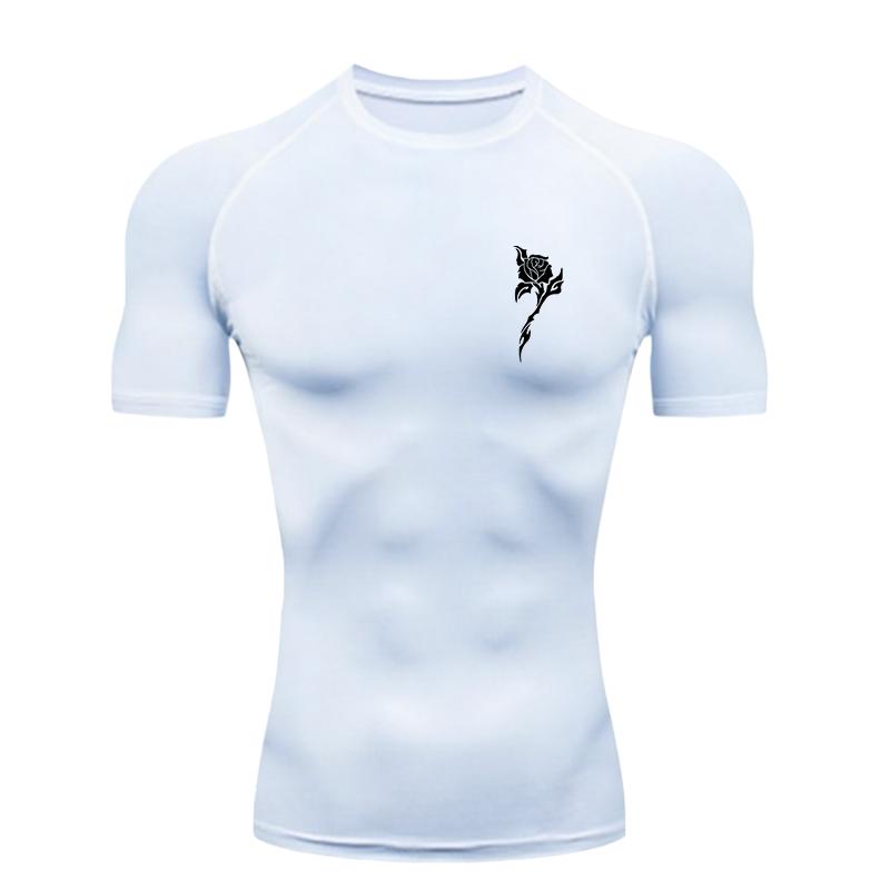 Black Rose  Men's Sports T - Shirt Training Fitness Compression Quick Dry Short Sleeve T - Shirt