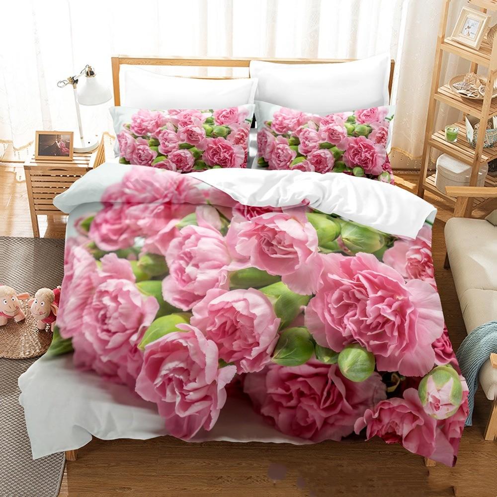 3D Red Rose Valentine's Day Gift Duvet Cover Set With Pillowcases Marry Comforter Bedding Sets For Wedding Double Bed Set Girls