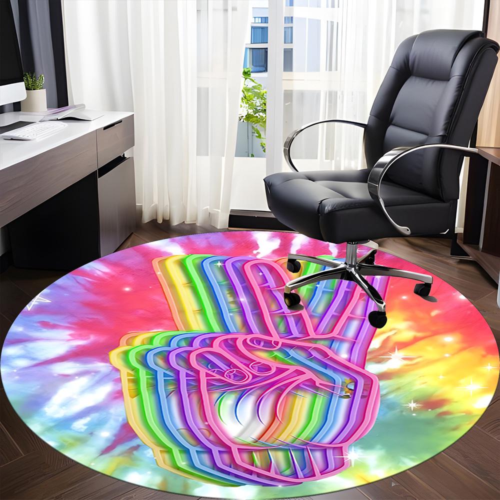 1pc Rainbow Hand Chair Carpet for Office, Indoor Non Slip Washable Polyester Fiber Carpet,