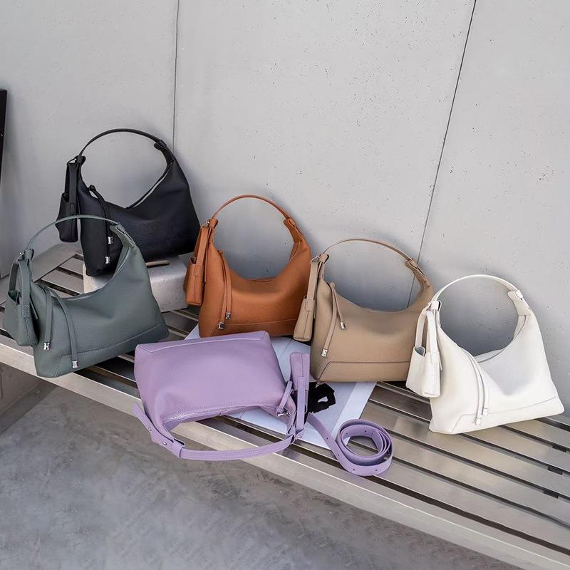 First layer cowhide bag women's new messenger bag pillow bag light luxury niche leather shoulder armpit bag