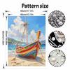 Colorful Longtail Boat Pearl Art Canvas with Frame 3D Shiny Bead Painting Modern Room Decor Relaxing DIY Craft Gift