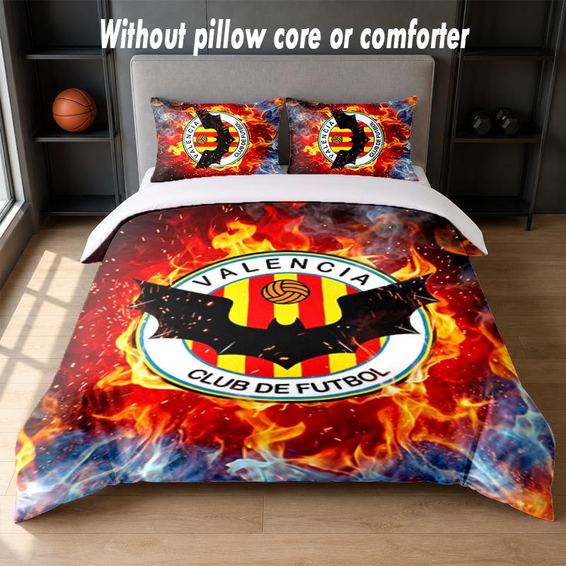 Valencia FC Design Bed Bedding Set 1 Duvet Cover + 2 Pillowcases Soft Breathable Household Bed Linens