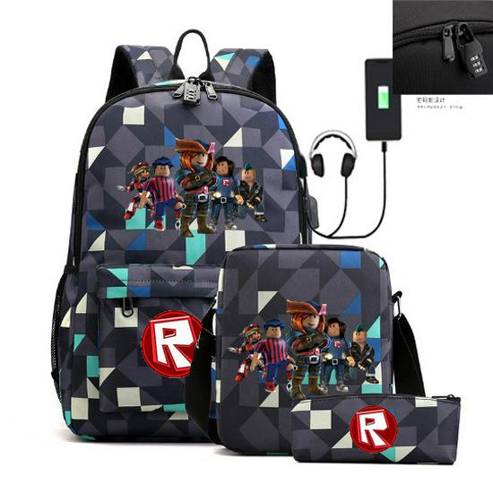 Set batohu, tašky přes rameno a pouzdra na tužky s motivem hry Roblox pro studenty