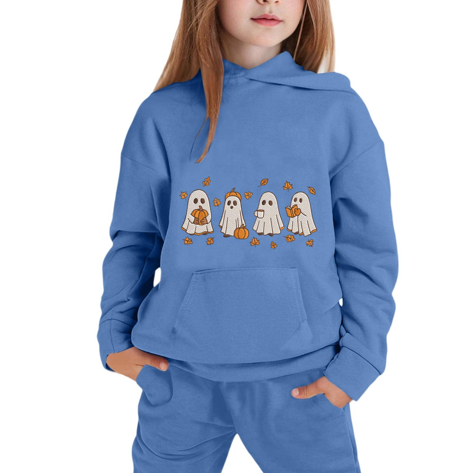 Kids Hooded Sweatshirt with Halloween Print for Festive Wear 150