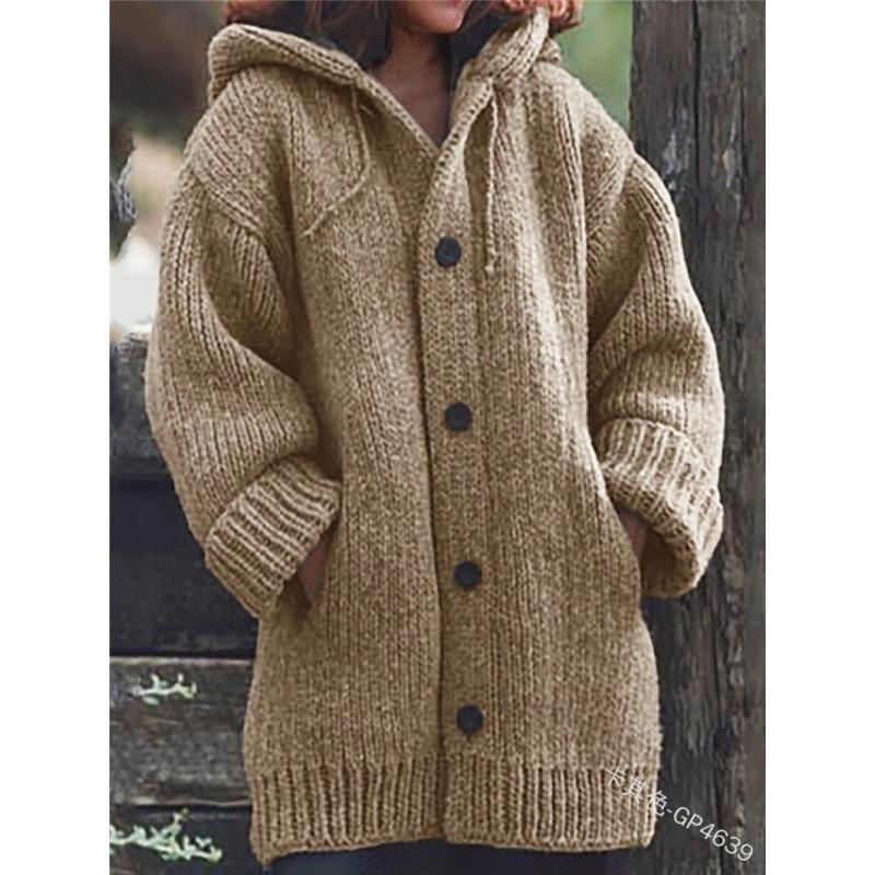 Damen Winter Langarm Übergröße Pullover Kapuzenjacke