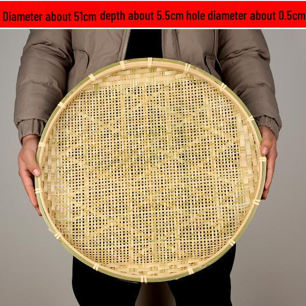 Bamboo Woven Round Winnowing Basket: Household Basket for Storage, Decoration, and Drying Tea or Goods