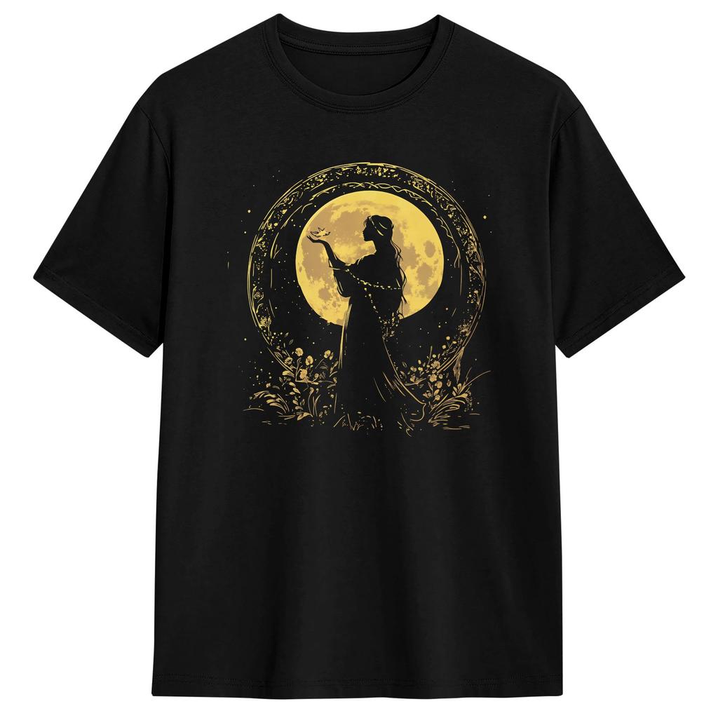 Moon Goddess TShirt Beach Harajuku T Shirts Unisex Cotton O Neck Plus Size Clothes Short Sleeve Y2K Funny Tops