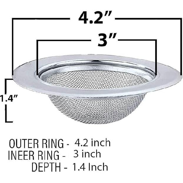 4.2   Drain Kitchen Sink Strainer and Stopper Basket Replacement for Standard, Stainless Steel Sink Strainer and Stopper, Silver