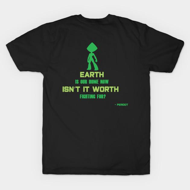 Men Black Print T-shirt Steven Universe - Peridot No-Cut Transfer Paper Print Cotton Tshirt L