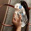 Square Flat Transparent Portable Water Bottle with adjustable strap lightweight for hiking school travel office
