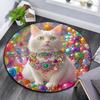 Magical Cat Round Area Rug,Carpet Rug for Living Room Bedroom Sofa Playroom Decor,Non-slip Floor Mat